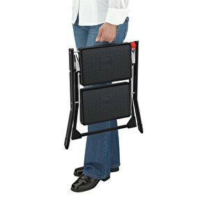 Hailo Mk61 Standartline Çelik 2 Basamaklı Katlanabilir Merdiven Siyah Renk