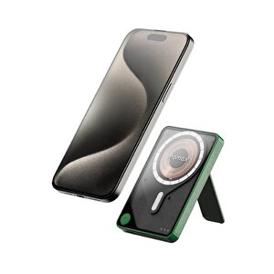 1-power X Pro+ Manyetik Standlı Wireless Powerbank 10000mah Dahili Usb-c Kablolu Yeşil