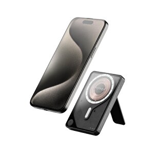 1-power X Pro+ Manyetik Standlı Wireless Powerbank 10000mah Dahili Usb-c Kablolu Siyah
