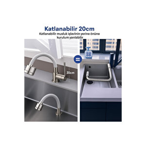 Gri Silikonlu 2 Fonksiyonlu Kubar Musluk Başlığı – 360° Oynar Başlık, Su Tasarruflu Tasarım