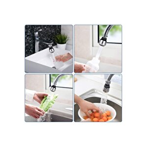 Krom 2 Fonksiyonlu Mutfak Lavabo Başlığı 360° Döner Su Tasarruflu Musluk Ucu Aparatı