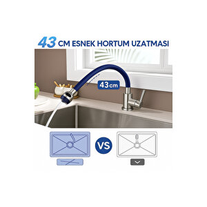 Lacivert Silikonlu 2 Fonksiyonlu Kubar Musluk Başlığı – Oynar Başlık, Su Tasarruflu