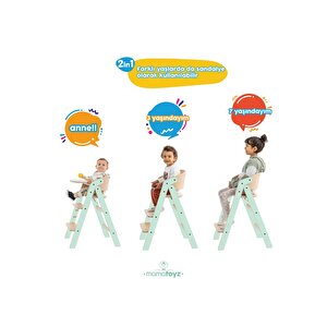 Mamatoyz 10mychair Allınone Mınt - Foldable Hıghchaır Katlanabilir Mama Sandalyesi - Yeşil