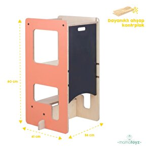 Mamatoyz Flip Terra Cotta 3'ü 1 Arada Öğrenme Kulesi & Aktivite Masası & Yazı Tahtası