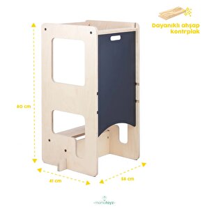 Mamatoyz Flip Natural 3'ü 1 Arada Öğrenme Kulesi & Aktivite Masası & Yazı Tahtası