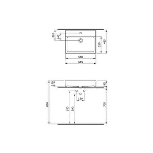 Milano Lavabo 60 Cm Mat Siyah 1376-004-0126