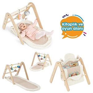 Mamatoyz 17gimy Doğal Montessori Bebek Egzersiz Oyun Halı Matı Ve Kitaplık
