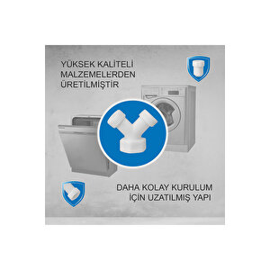 Plastik Y Çatal Bağlantı Aparatı + Conta | Çamaşır Makinesi Musluğu İçin 3/4 Inç Su Dağıtıcı