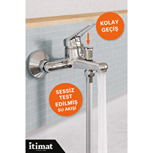 İtimat Banyo Bataryası Duş Çıkışlı Pirinç Gövde Krom Kaplama Duvar Tipi 5 Yıl Garantili