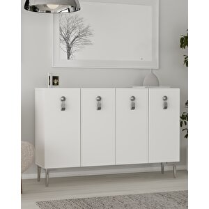 8181km-64ct Konsol,kahve Köşesi̇,ayakkabilik,ofi̇s Evrak Dolabi,mutfak Ki̇ler Dolabi,tv Üni̇tesi̇-BG Beyaz-Gümüş