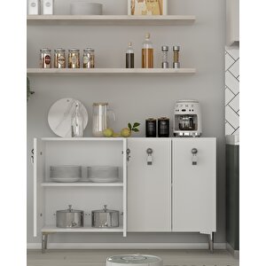 8181km-64ct Konsol,kahve Köşesi̇,ayakkabilik,ofi̇s Evrak Dolabi,mutfak Ki̇ler Dolabi,tv Üni̇tesi̇-BG Beyaz-Gümüş