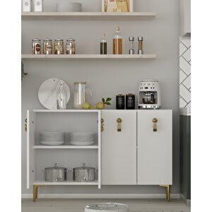 8181km-64ct Konsol,kahve Köşesi̇,ayakkabilik,ofi̇s Evrak Dolabi,mutfak Ki̇ler Dolabi,tv Üni̇tesi̇-BA Beyaz-Altın