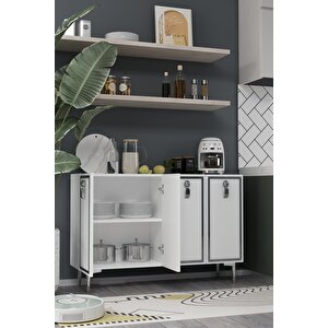 8186km-64ct Konsol,kahve Köşesi̇,ayakkabilik,ofi̇s Evrak Dolabi,mutfak Ki̇ler Dolabi,tv Üni̇tesi̇-BEYAZ GÜMÜŞ Beyaz-Gümüş