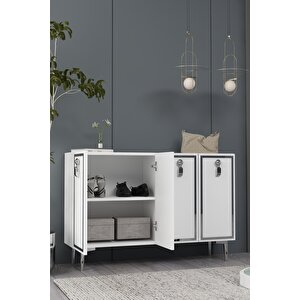 8186km-64ct Konsol,kahve Köşesi̇,ayakkabilik,ofi̇s Evrak Dolabi,mutfak Ki̇ler Dolabi,tv Üni̇tesi̇-BEYAZ GÜMÜŞ Beyaz-Gümüş