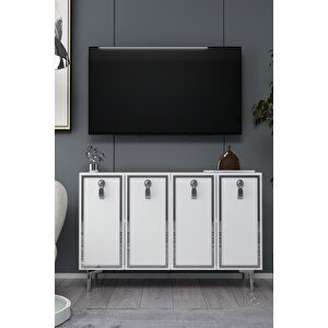 8186km-64ct Konsol,kahve Köşesi̇,ayakkabilik,ofi̇s Evrak Dolabi,mutfak Ki̇ler Dolabi,tv Üni̇tesi̇-BEYAZ GÜMÜŞ