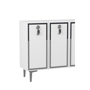 8186km-64ct Konsol,kahve Köşesi̇,ayakkabilik,ofi̇s Evrak Dolabi,mutfak Ki̇ler Dolabi,tv Üni̇tesi̇-BEYAZ GÜMÜŞ