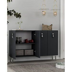 8181km-64ct Konsol,kahve Köşesi̇,ayakkabilik,ofi̇s Evrak Dolabi,mutfak Ki̇ler Dolabi,tv Üni̇tesi̇-AG Antrasit Gümüş