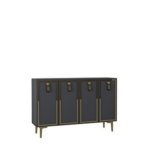 8186km-64ct Konsol,kahve Köşesi̇,ayakkabilik,ofi̇s Evrak Dolabi,mutfak Ki̇ler Dolabi,tv Üni̇tesi̇-ANTRASİT ALTIN