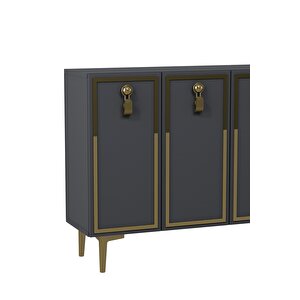 8186km-64ct Konsol,kahve Köşesi̇,ayakkabilik,ofi̇s Evrak Dolabi,mutfak Ki̇ler Dolabi,tv Üni̇tesi̇-ANTRASİT ALTIN