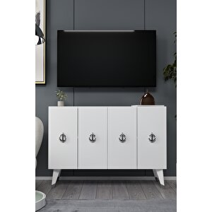 8185km-32ct Konsol,kahve Köşesi̇,ayakkabilik,ofi̇s Evrak Dolabi,mutfak Ki̇ler Dolabi,tv Üni̇tesi̇-BEYAZ-GÜMÜŞ