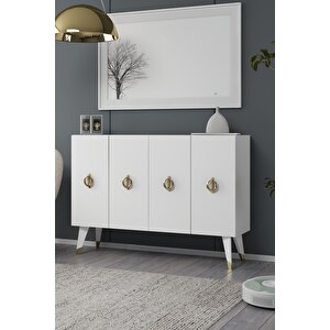 8185km-32ct Konsol,kahve Köşesi̇,ayakkabilik,ofi̇s Evrak Dolabi,mutfak Ki̇ler Dolabi,tv Üni̇tesi-BEYAZ-ALTIN Beyaz-Altın