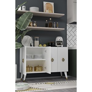 8185km-32ct Konsol,kahve Köşesi̇,ayakkabilik,ofi̇s Evrak Dolabi,mutfak Ki̇ler Dolabi,tv Üni̇tesi-BEYAZ-ALTIN Beyaz-Altın