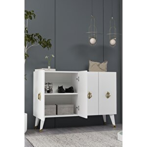 8185km-32ct Konsol,kahve Köşesi̇,ayakkabilik,ofi̇s Evrak Dolabi,mutfak Ki̇ler Dolabi,tv Üni̇tesi-BEYAZ-ALTIN Beyaz-Altın