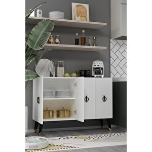 8184km-32ct Konsol,kahve Köşesi̇,ayakkabilik,ofi̇s Evrak Dolabi,mutfak Ki̇ler Dolabi,tv Üni̇tesi̇-BEYAZ-SİYAH-ALTIN Beyaz-Altın