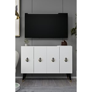 8184km-32ct Konsol,kahve Köşesi̇,ayakkabilik,ofi̇s Evrak Dolabi,mutfak Ki̇ler Dolabi,tv Üni̇tesi̇-BEYAZ-SİYAH-ALTIN