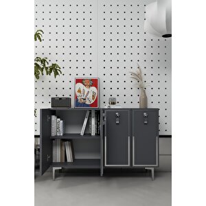 8186km-64ct Konsol,kahve Köşesi̇,ayakkabilik,ofi̇s Evrak Dolabi,mutfak Ki̇ler Dolabi,tv Üni̇tesi̇-ANTRASİT GÜMÜŞ