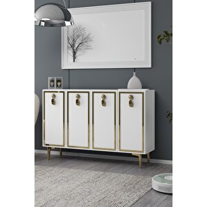 8186km-64ct Konsol,kahve Köşesi̇,ayakkabilik,ofi̇s Evrak Dolabi,mutfak Ki̇ler Dolabi,tv Üni̇tesi̇-BEYAZ ALTIN Beyaz-Altın