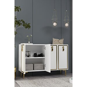 8186km-64ct Konsol,kahve Köşesi̇,ayakkabilik,ofi̇s Evrak Dolabi,mutfak Ki̇ler Dolabi,tv Üni̇tesi̇-BEYAZ ALTIN Beyaz-Altın