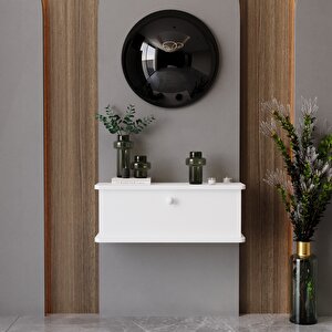 Lunaris Dresuar %100 Mdf Kapaklı Duvara Monte Beyaz