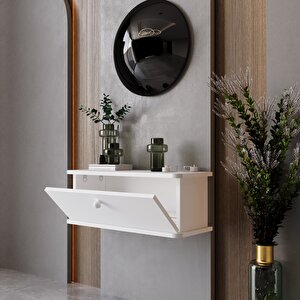 Lunaris Dresuar %100 Mdf Kapaklı Duvara Monte Beyaz