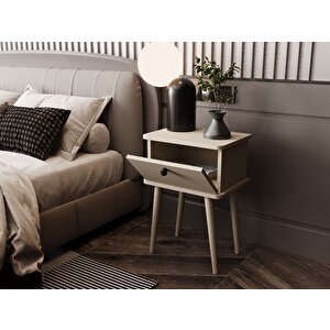Lunaris Komodin %100 Mdf Lake Boyalı Ahşap Ayak Kumtaşı
