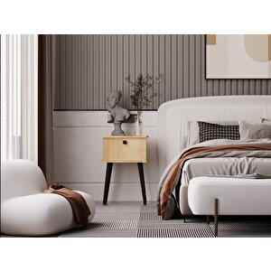 Lunaris Komodin %100 Mdf Lake Boyalı Ahşap Ayak Safir Meşe