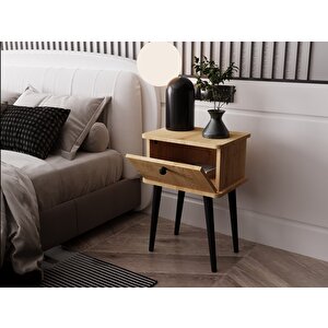 Lunaris Komodin %100 Mdf Lake Boyalı Ahşap Ayak Safir Meşe