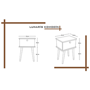 Lunaris Komodin %100 Mdf Lake Boyalı Ahşap Ayak