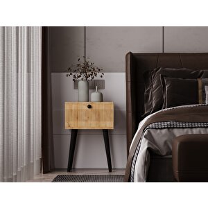 Melura Komodin  %100 Mdf Lake Boyalı Ahşap Ayak Safir Meşe