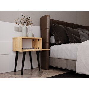 Melura Komodin  %100 Mdf Lake Boyalı Ahşap Ayak Safir Meşe