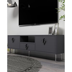 1311dropct-32 Tv Sehpasi ANTRASİT-SİYAH-GÜMÜŞ Antrasit Gümüş