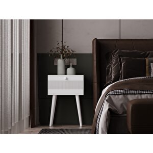 Melura Komodin  %100 Mdf Lake Boyalı Ahşap Ayak Beyaz