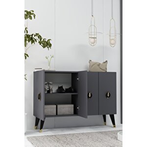 8183km-64ct Konsol,kahve Köşesi̇,ayakkabilik,ofi̇s Evrak Dolabi,mutfak Ki̇ler Dolabi,tv Üni̇tesi̇-ANTRASİT-ALTIN-SİYAH Antrasit