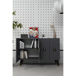 8183km-64ct Konsol,kahve Köşesi̇,ayakkabilik,ofi̇s Evrak Dolabi,mutfak Ki̇ler Dolabi,tv Üni̇tesi̇-ANTRASİT-ALTIN-SİYAH