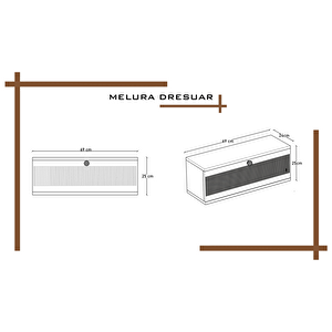 Melura Dresuar %100 Mdf Kapaklı Duvara Monte