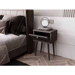 Melura Komodin  %100 Mdf Lake Boyalı Ahşap Ayak Gri