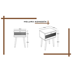 Melura Komodin  %100 Mdf Lake Boyalı Ahşap Ayak