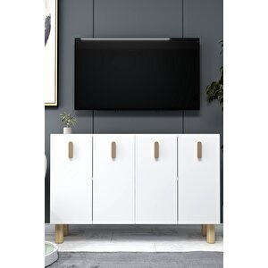 8182km-64ct Konsol,kahve Köşesi̇,ayakkabilik,ofi̇s Evrak Dolabi,mutfak Ki̇ler Dolabi,tv Üni̇tesi̇-BEYAZ-SAFİR