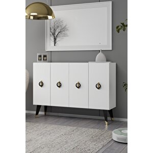 8183km-64ct Konsol,kahve Köşesi̇,ayakkabilik,ofi̇s Evrak Dolabi,mutfak Ki̇ler Dolabi,tv Üni̇tesi̇-BEYAZ-ALTIN-SİYAH Beyaz-Altın