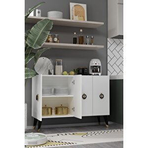 8183km-64ct Konsol,kahve Köşesi̇,ayakkabilik,ofi̇s Evrak Dolabi,mutfak Ki̇ler Dolabi,tv Üni̇tesi̇-BEYAZ-ALTIN-SİYAH Beyaz-Altın